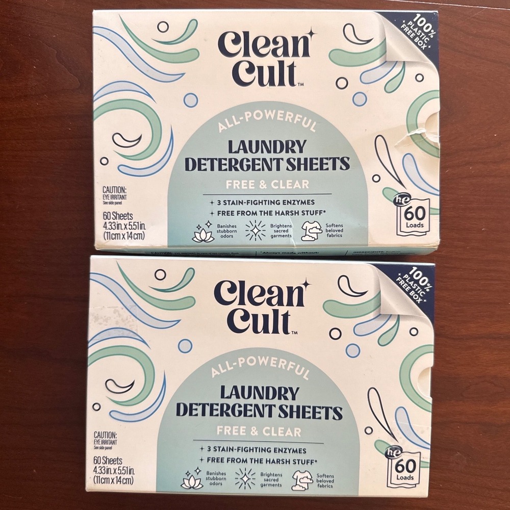 Clean Cult Laundry‎ Detergent sheets 2 boxes Free & Clear HE